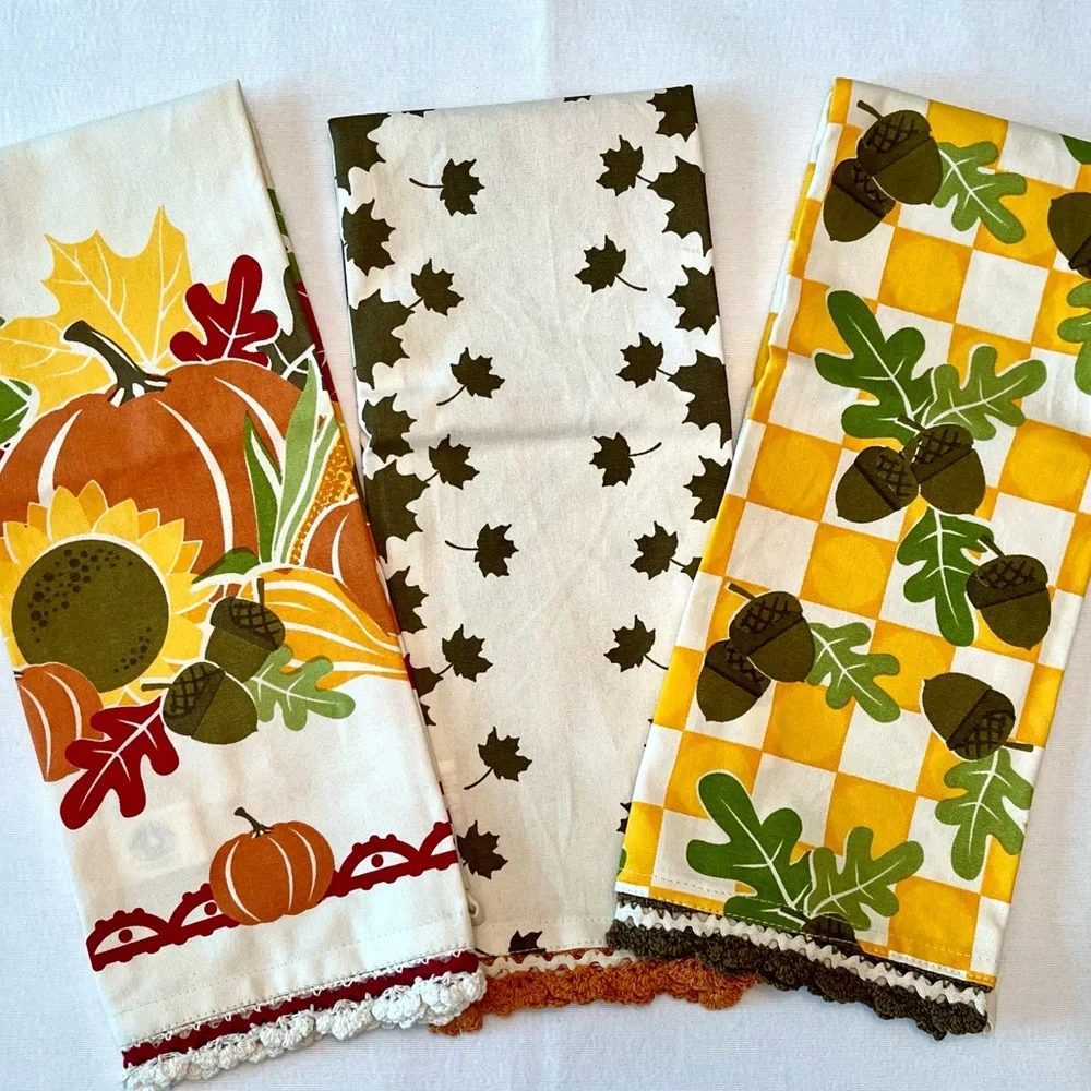 VTG Gooseberry Patch Kitchen Hand Towel Set Fall Autumn Harvest Theme New